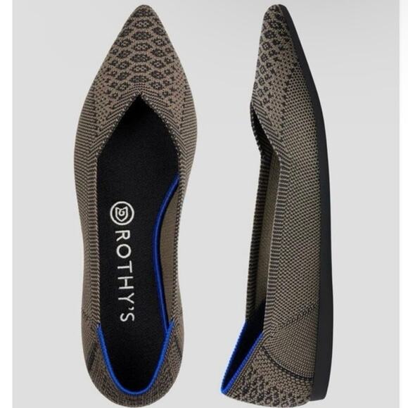 Rothy’s The Point Rare Retired Walnut Python Printed Gray Blue Flats Size 10 - Picture 1 of 9